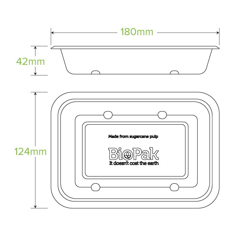 500mL Natural Rectangular Plant Fibre Takeaway Base - 500pcs/Ctn - TEM IMPORTS™