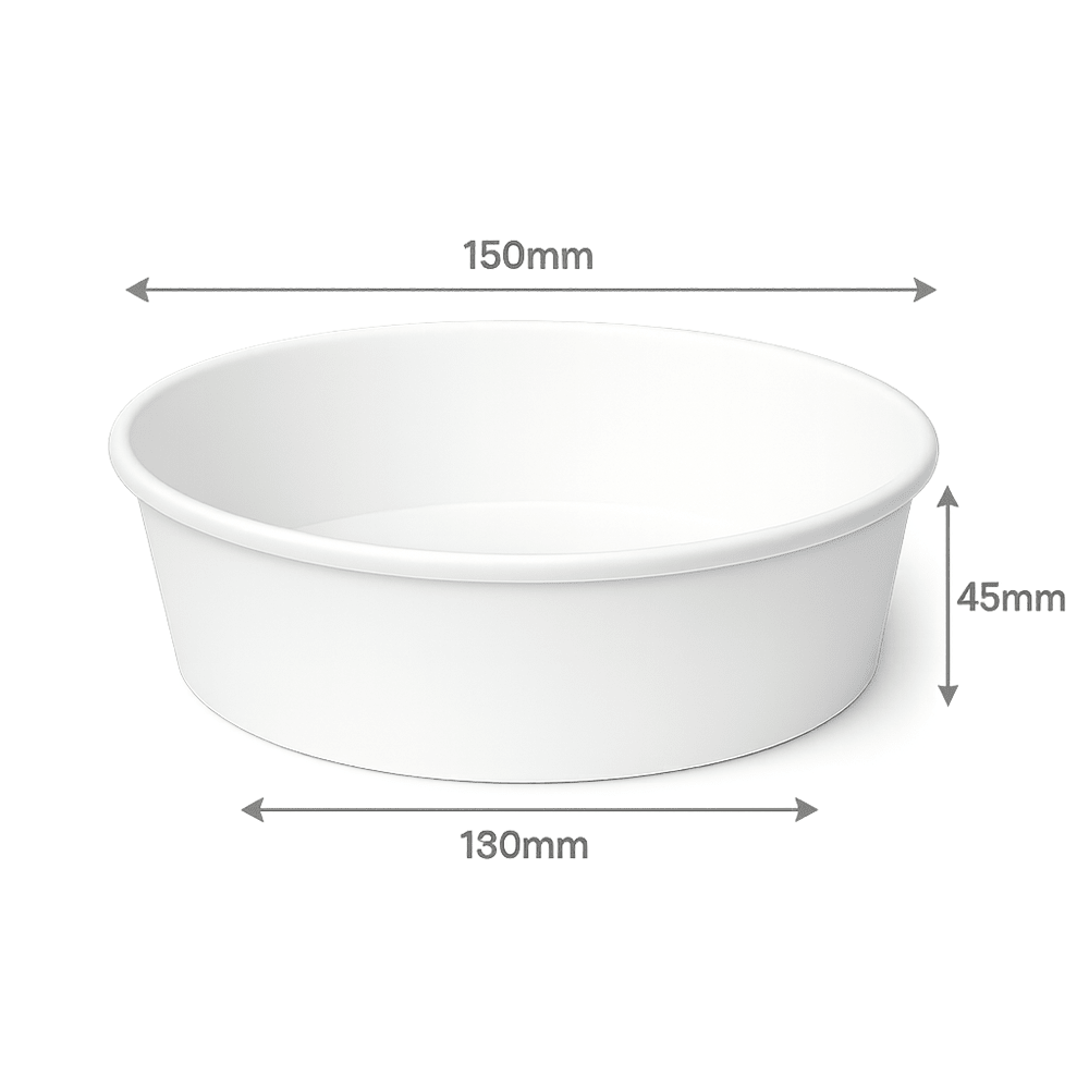 500mL PE Coated White Paper Salad Bowl - TEM IMPORTS™