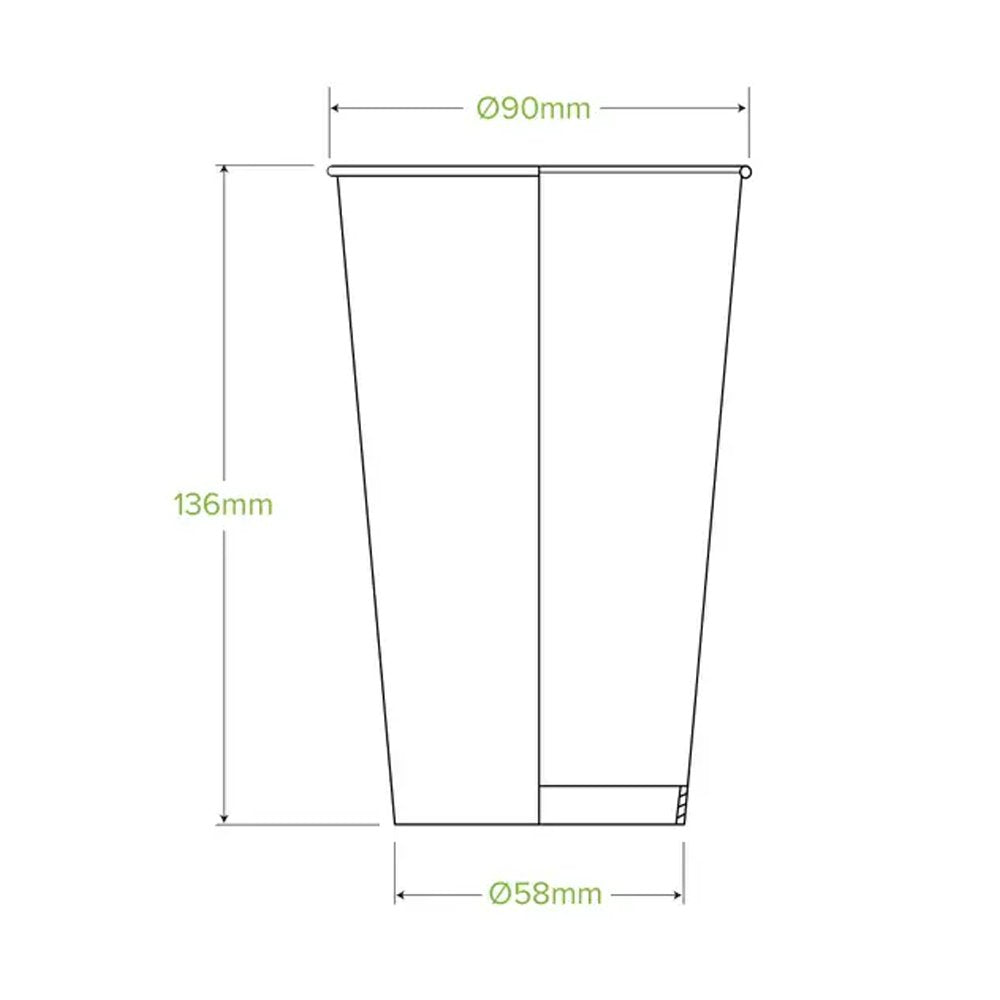 500mL/16oz (90mm) White Cold Paper BioCup - 1000/CTN - TEM IMPORTS™