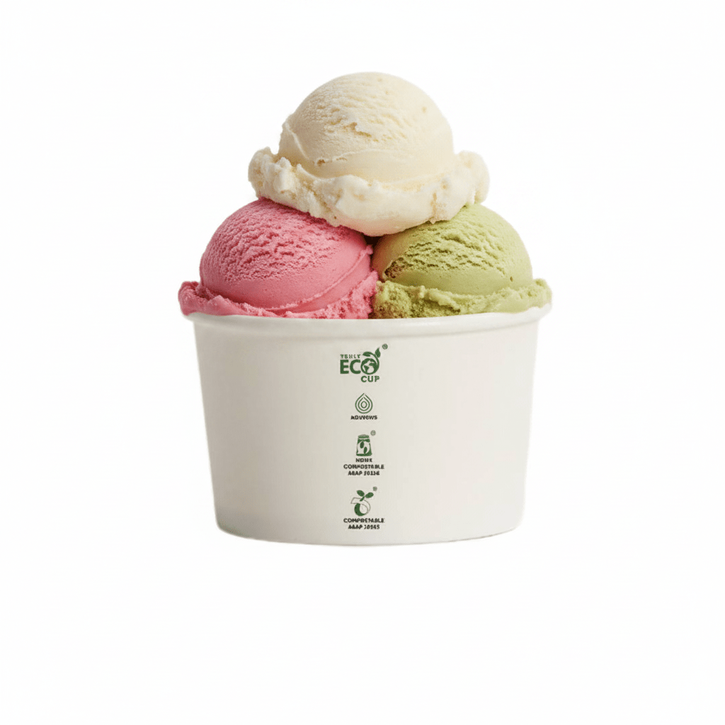 5oz Aqueous Coated Ice Cream Truly Eco Cup White - 1000/CTN - TEM IMPORTS™