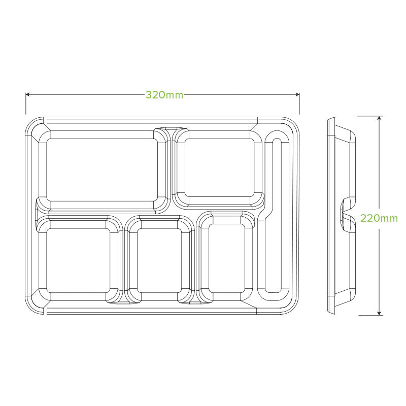 6-Compartment Whtie Plant Fibre Tray - 250pcs/Ctn - TEM IMPORTS™