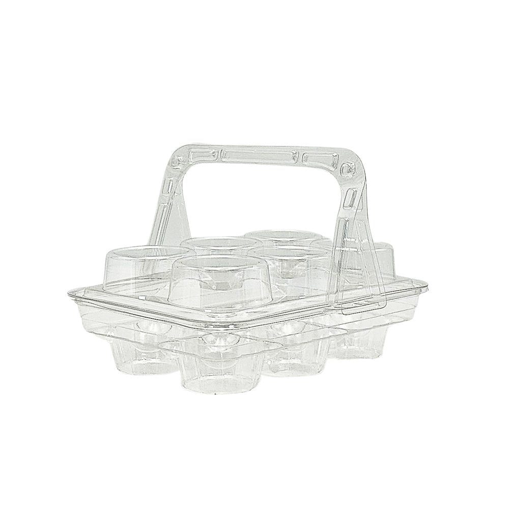 6 CupCake Clear PET Hinged Lid Holder With Handle - TEM IMPORTS™