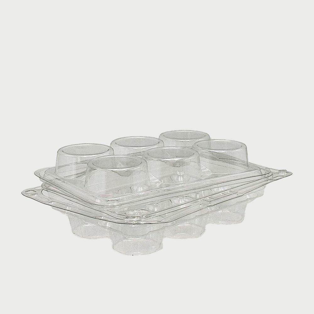 6 CupCake Clear PET Hinged Lid Holder With Handle - TEM IMPORTS™