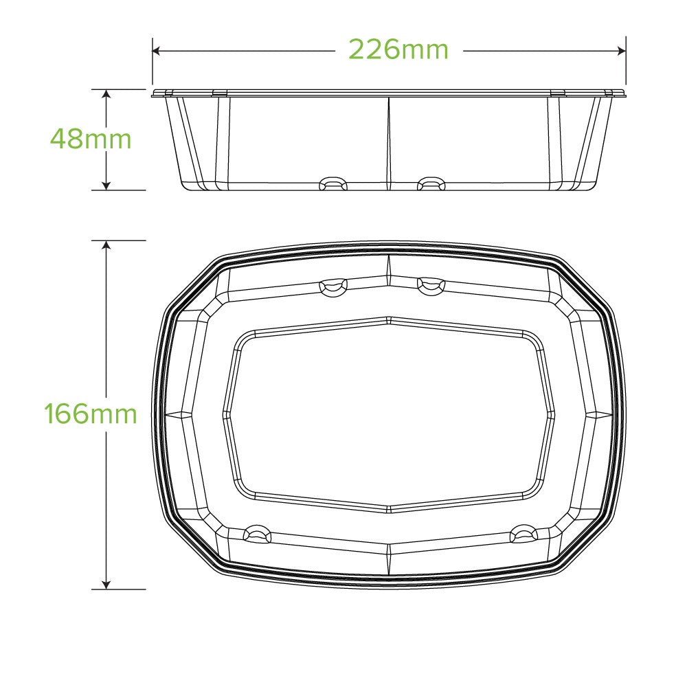 600 & 950mL Clear RPET Octa Takeaway Lid - 400pcs/Ctn - TEM IMPORTS™