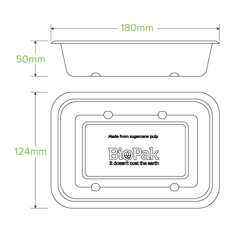 600mL Natural Rectangular Plant Fibre Takeaway Base - 500pcs/Ctn - TEM IMPORTS™