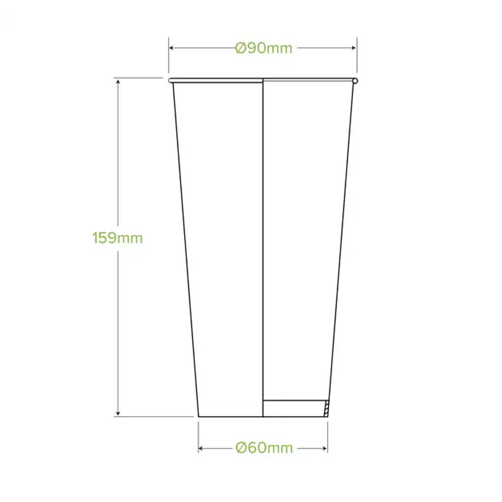 600mL/20oz (90mm) White Cold Paper BioCup - 1000/CTN - TEM IMPORTS™