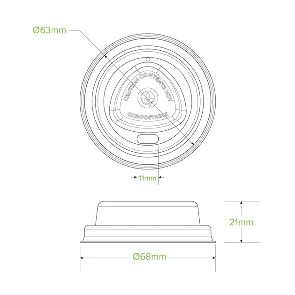 63mm / 4oz White Plant Fibre BioCup Lid - 2000pcs/Ctn - TEM IMPORTS™