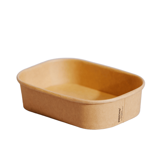 650mL Paperway™ PP Coated Kraft Rectangular Container - 300/CTN - TEM IMPORTS™