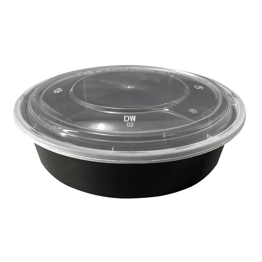 67oz/2000mL Takeaway Round Black Supa Bowls With Dome Lid - TEM IMPORTS™