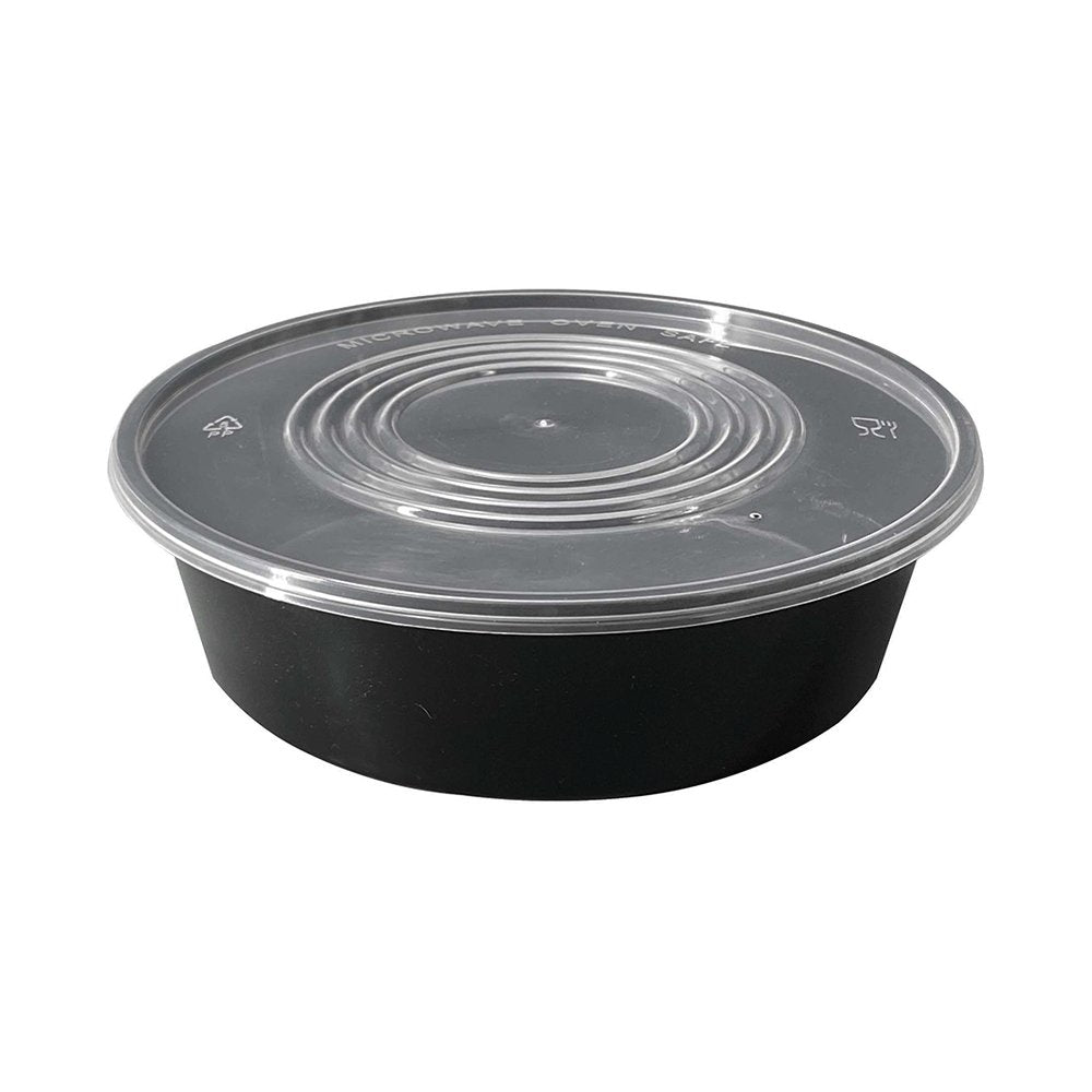 67oz/2000mL Takeaway Round Black Supa Bowls With Flat Lid - TEM IMPORTS™