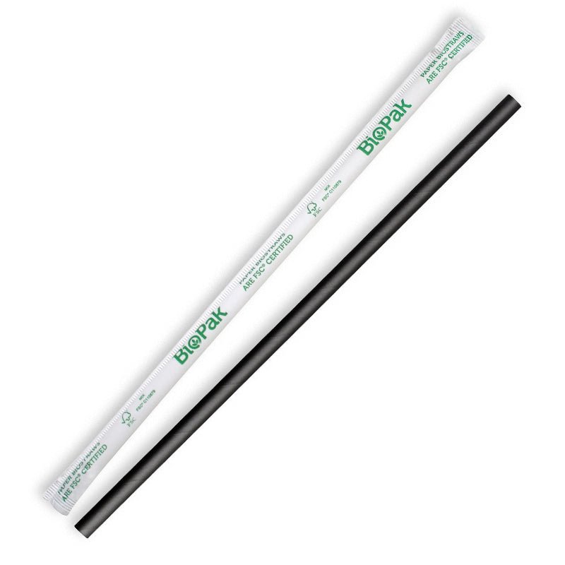 6mm Individually Wrapped Regular Black BioStraws - 2500pcs/Ctn - TEM IMPORTS™