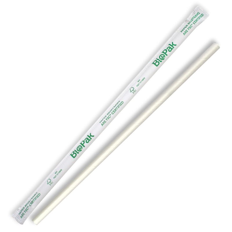 6mm Individually Wrapped Regular White BioStraws - 2500pcs/Ctn - TEM IMPORTS™