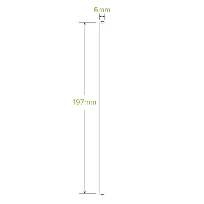 6mm Individually Wrapped Regular White BioStraws - 2500pcs/Ctn - TEM IMPORTS™