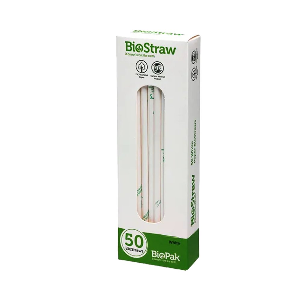 6mm White Regular Paper Drinking Straws - 50 Pack - TEM IMPORTS™