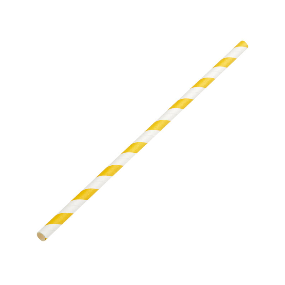 6mm Yellow Stripe Flat End Cut Paper Straws – Regular Size