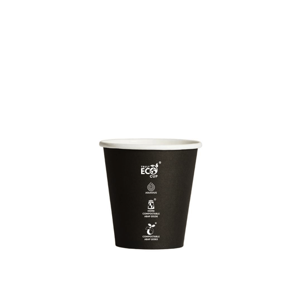 6oz Truly Eco® Aqueous Single Wall Paper Cup Black - 1000/CTN - TEM IMPORTS™