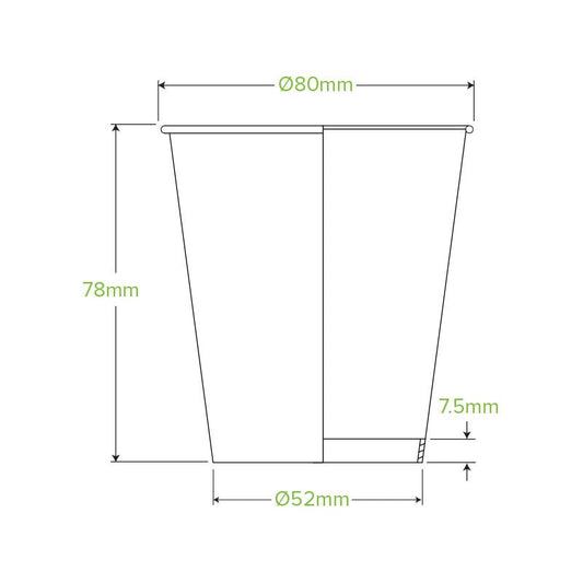 6oz/230mL (80mm) Kraft Green Line Single Wall BioCup - 1000pcs/Ctn - TEM IMPORTS™