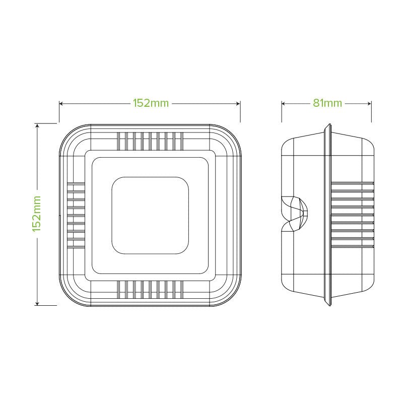 6x6" White Plant Fibre Burger Clamshell - 500pcs/Ctn - TEM IMPORTS™