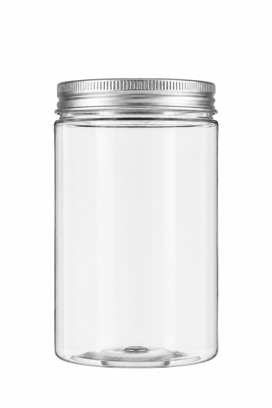 700mL Clear Plastic Jar – 83mm Neck, Straight-Sided with Metal Lid - TEM IMPORTS™
