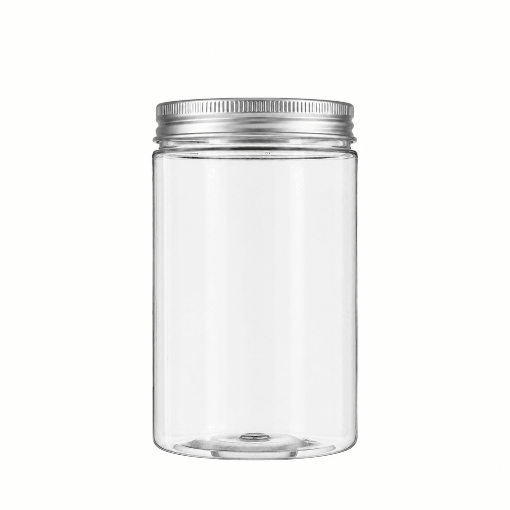 700mL Clear Plastic Jar – 83mm Neck, Straight-Sided with Metal Lid - TEM IMPORTS™