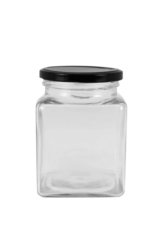 730mL Square Glass Food Jar with Black Metal Twist Lid - TEM IMPORTS™