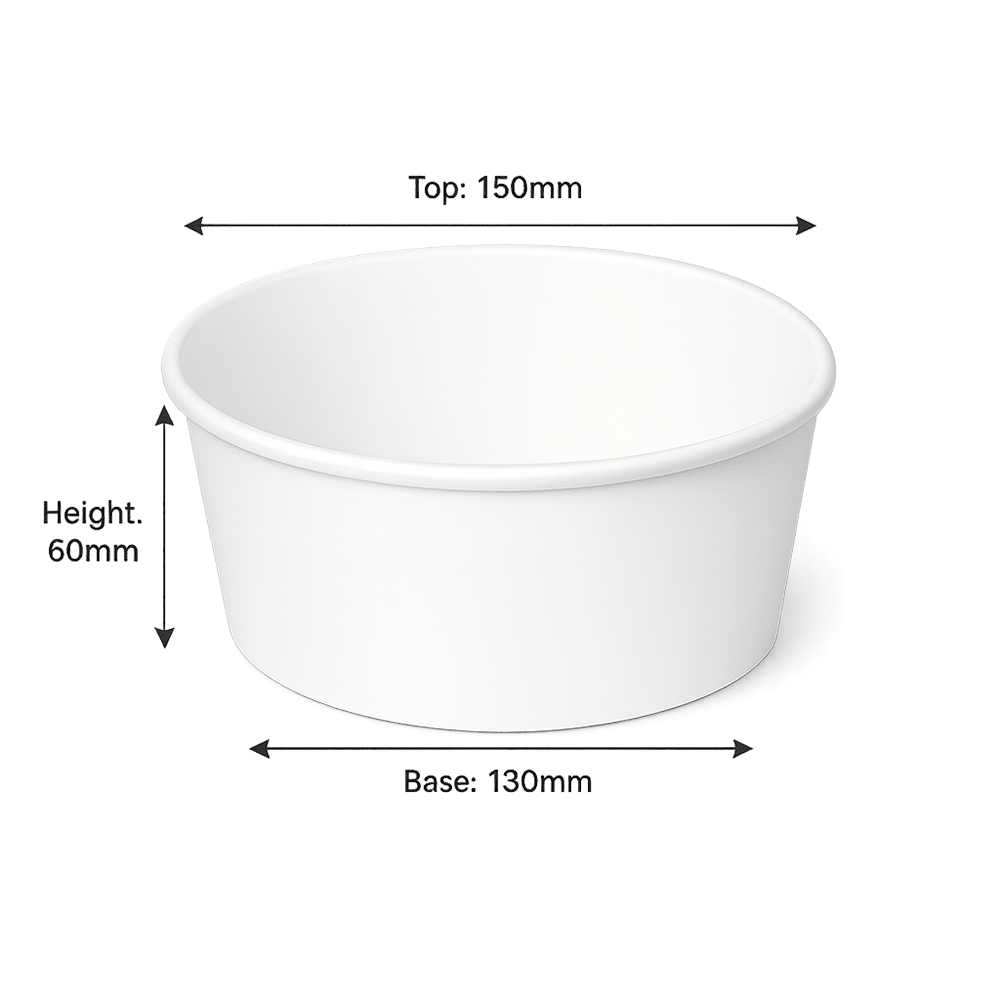 750mL PE Coated White Paper Salad Bowl - TEM IMPORTS™