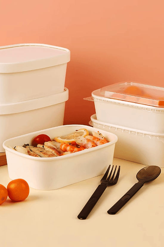 750mL PLA Coated White Rectangular Container - TEM IMPORTS™