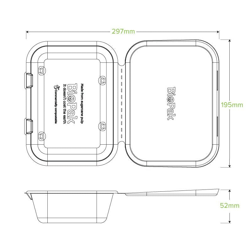 7.5x5x1.9" Natural Plant Fibre Clamshell - 300pcs/Ctn - TEM IMPORTS™