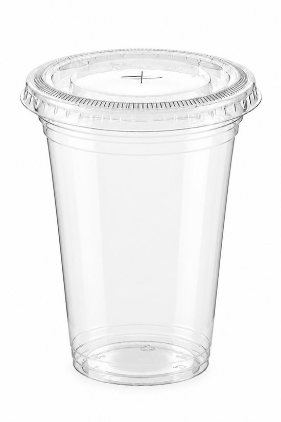 Clear PET 95mm Flat Lid X Slot Hole - Fits PET Cups