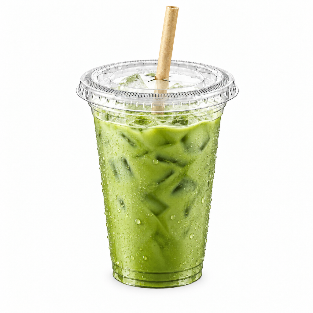 Clear PET 95mm Flat Lid X Slot Hole - Fits PET Cups