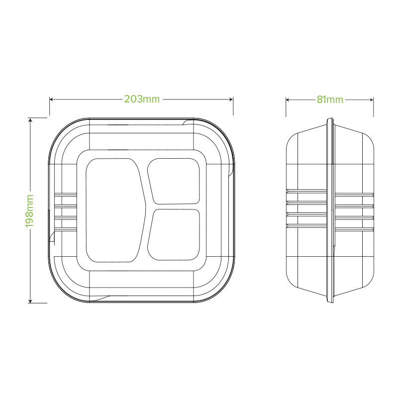 7.8x8x3" 3 Compartment White Plant Fibre Clamshell - 200pcs/Ctn - TEM IMPORTS™