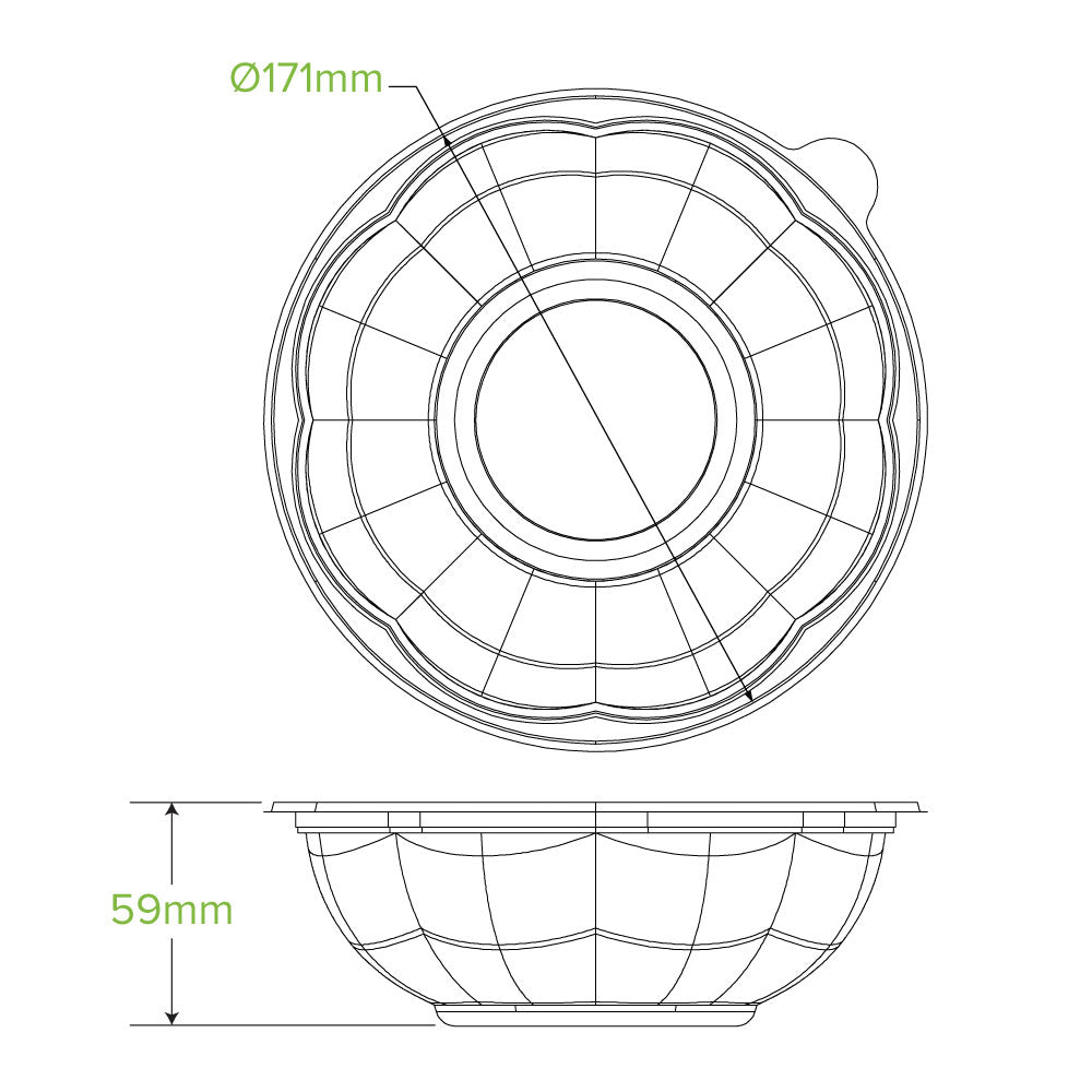 840mL / 24oz Clear Salad BioBowl - 450/CTN - TEM IMPORTS™