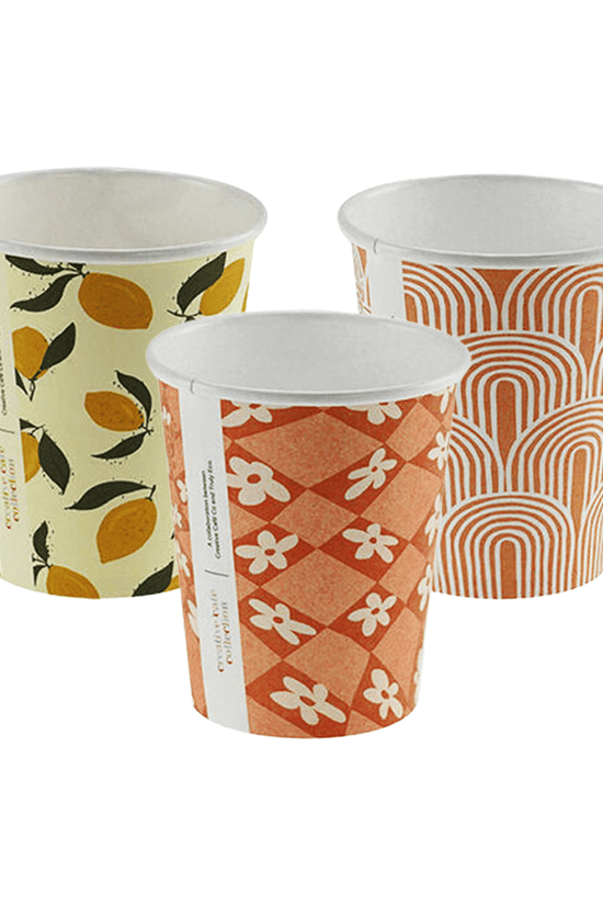 8oz (80mm) Cafe Collection Art Single Wall Paper Coffee Cup - 1000/CTN - TEM IMPORTS™