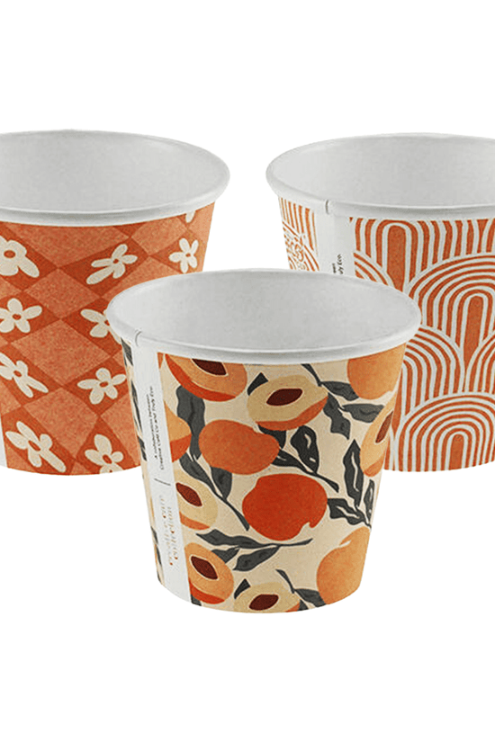 8oz (90mm) Cafe Collection Art Single Wall Paper Coffee Cup - 1000/CTN - TEM IMPORTS™