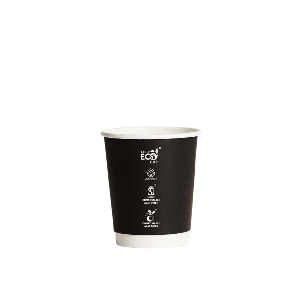 8oz (90mm) Truly Eco® Aqueous Double Wall Paper Cup Black - 500/CTN - TEM IMPORTS™