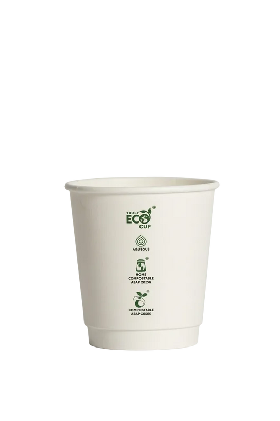 8oz (90mm) Truly Eco® Aqueous Double Wall Paper Cup White - 500/CTN - TEM IMPORTS™