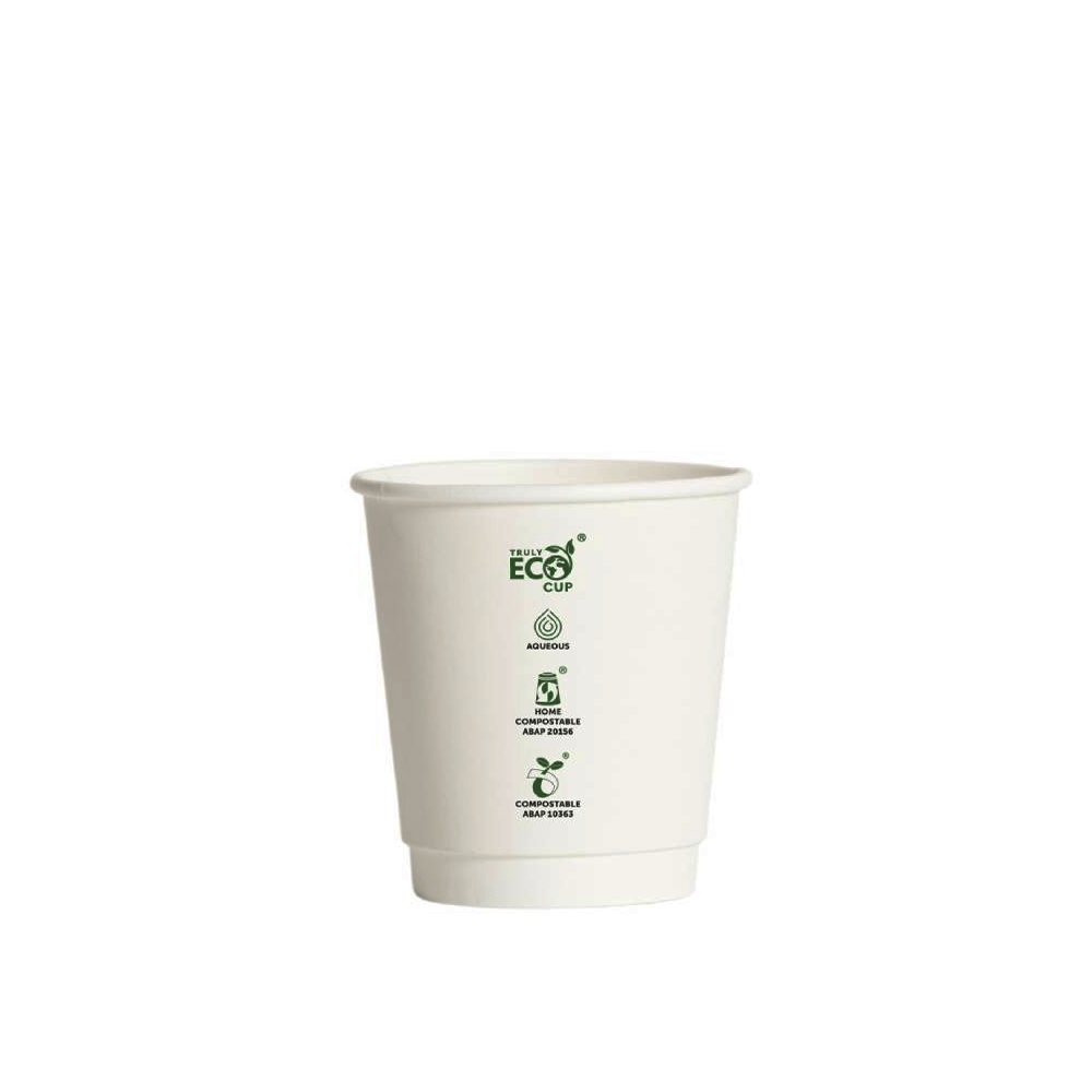 8oz (90mm) Truly Eco® Aqueous Double Wall Paper Cup White - 500/CTN - TEM IMPORTS™