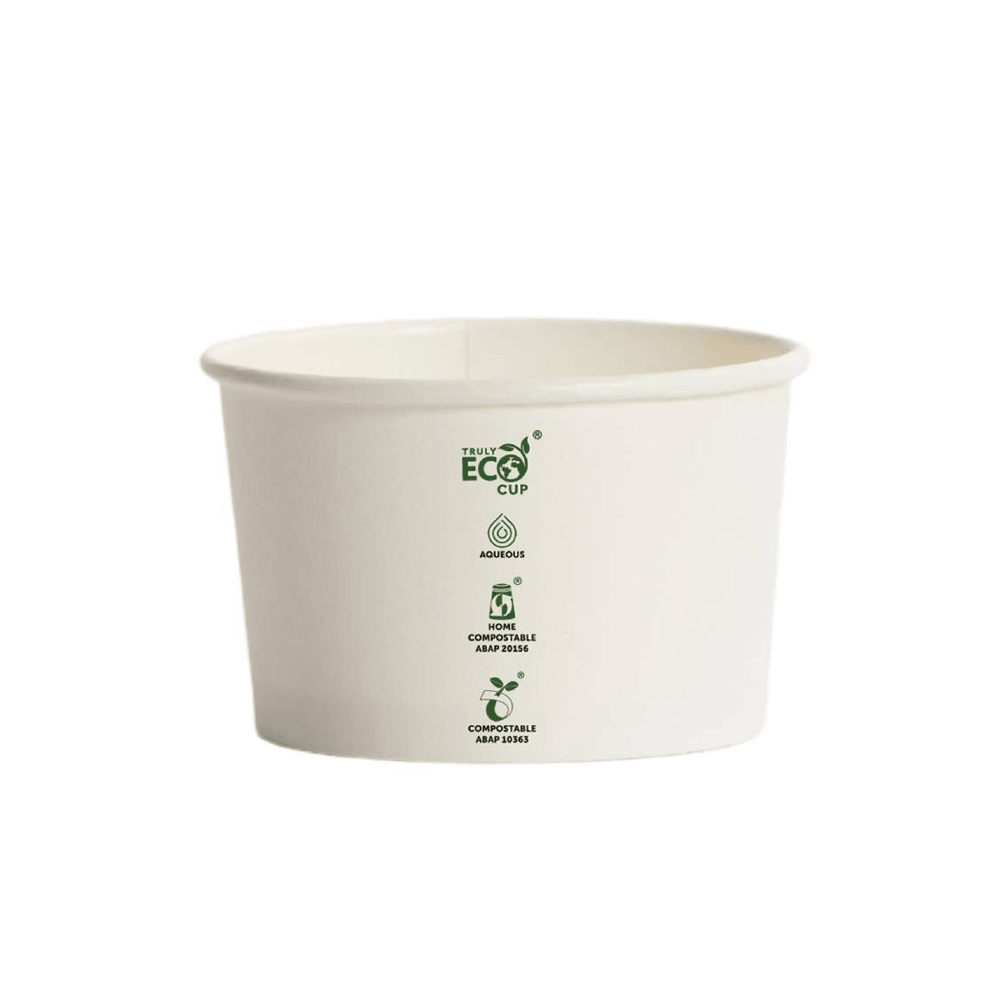 8oz Aqueous Coated Ice Cream Truly Eco Cup White - 1000/CTN - TEM IMPORTS™