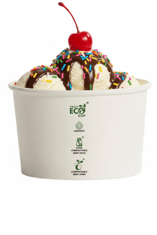8oz Aqueous Coated Ice Cream Truly Eco Cup White - 1000/CTN - TEM IMPORTS™