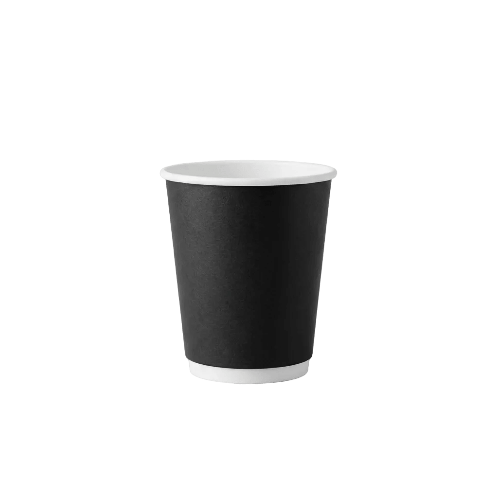 8oz Black Double Wall Paper Coffee Cup - 80mm Rim (Carton of 500) - TEM IMPORTS™