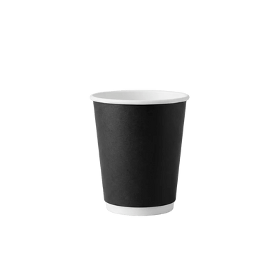 8oz Black Double Wall Paper Coffee Cup - 80mm Rim (Carton of 500) - TEM IMPORTS™