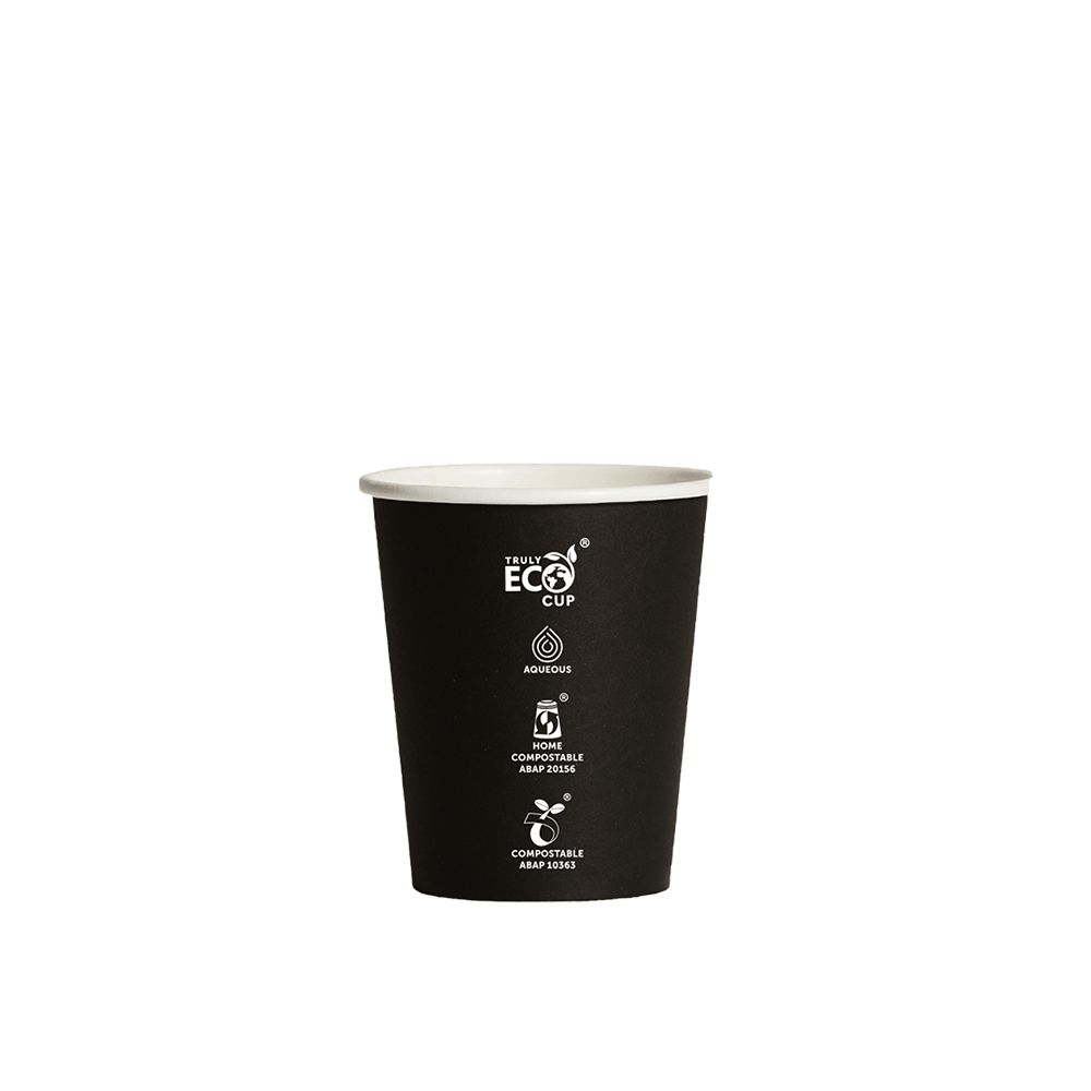 8oz Truly Eco® Aqueous Single Wall Paper Cup Black - 1000/CTN - TEM IMPORTS™