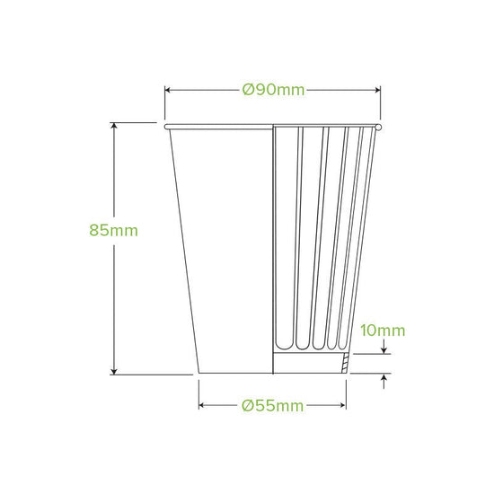 8oz/295mL (90mm) Kraft Green Stripe Double Wall BioCup - 1000pcs/Ctn - TEM IMPORTS™