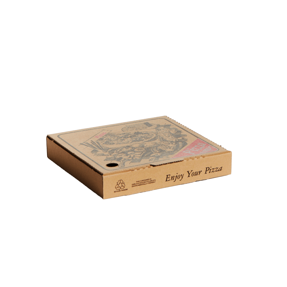 9" Inch Takeaway Kraft Pizza Box Generic Print - 100/CTN - TEM IMPORTS™