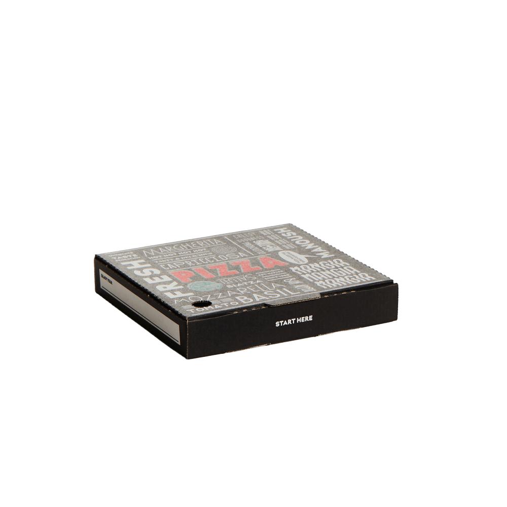 9" Inch Takeaway Pizza Box Printed Black - 100/CTN - TEM IMPORTS™