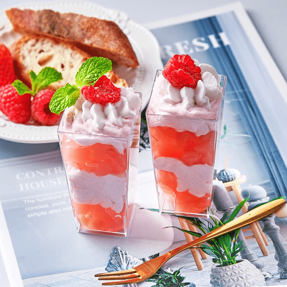 90mL Clear Mini Tall Square Cube Dessert Cup Base - TEM IMPORTS™