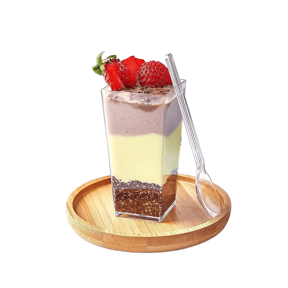 90mL Clear Mini Tall Square Cube Dessert Cup Base - TEM IMPORTS™