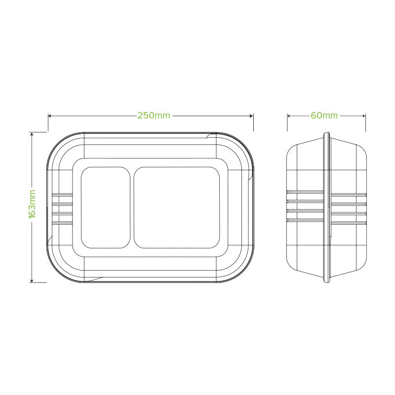 9x6x3" 2 Compartment White Plant Fibre Clamshell - 250pcs/Ctn - TEM IMPORTS™