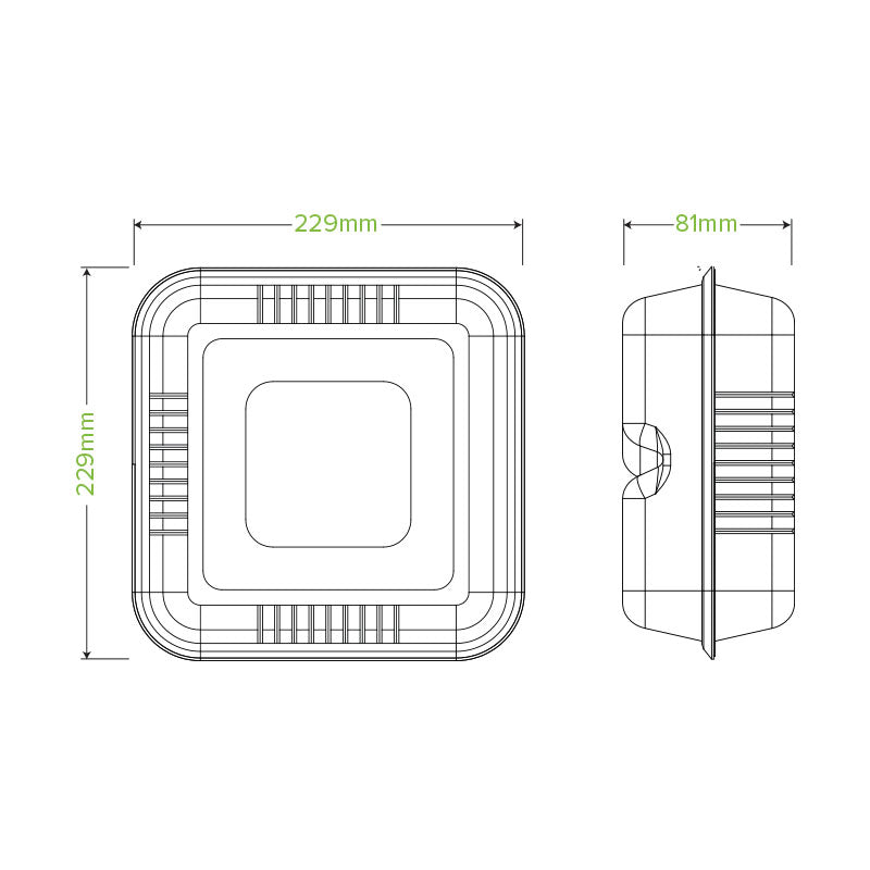 9x9x3" Natural Plant Fibre Clamshell - 200pcs/Ctn - TEM IMPORTS™