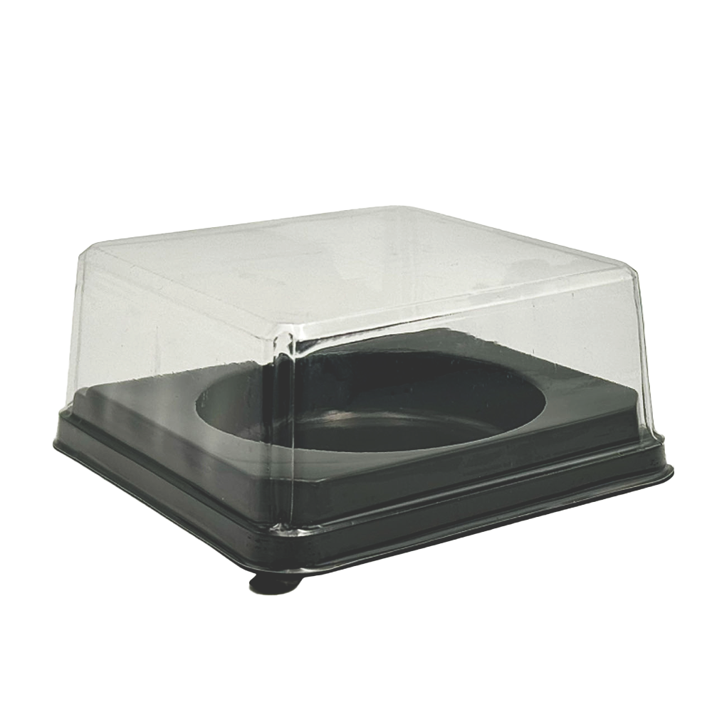 H50mm Round Internal Square With Clear Lid Container